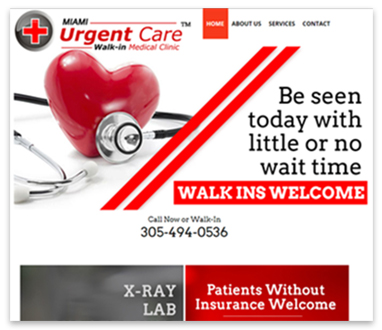Miami Urgent Care website