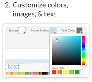 step 2, customize colors, images and text